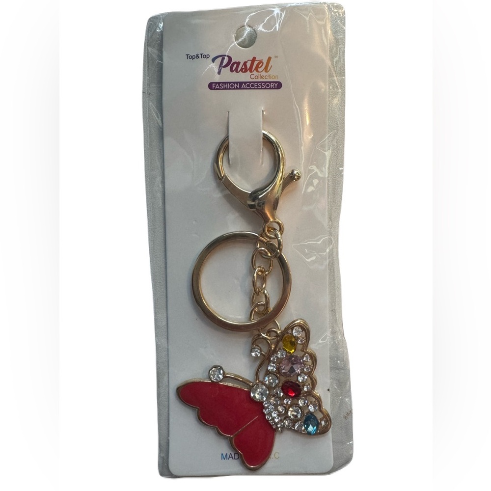 Rhinestone Butterfly Bag Charm and Keychain